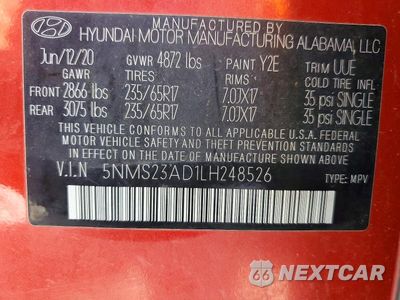 Zdjęcie 13 z 13 samochodu: 2020 HYUNDAI SANTA FE SE VIN:5NMS23AD1LH248526 - miniatura