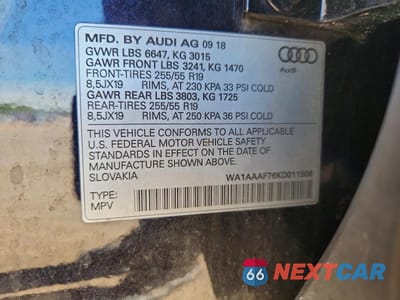 Zdjęcie 13 z 13 samochodu: 2019 AUDI Q7 PREMIUM VIN:WA1AAAF76KD011506 - miniatura