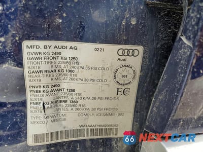 Zdjęcie 12 z 12 samochodu: 2021 AUDI Q5 PREMIUM VIN:WA1AAAFY6M2065363 - miniatura