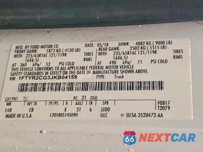 Zdjęcie 13 z 13 samochodu: 2018 FORD TRANSIT T-250 VIN:1FTYR2CG3JKB04159 - miniatura