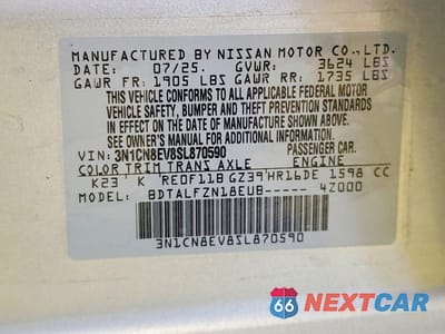 Zdjęcie 12 z 12 samochodu: 2025 NISSAN VERSA SV VIN:3N1CN8EV8SL870590 - miniatura