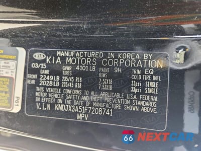 Zdjęcie 13 z 13 samochodu: 2015 KIA SOUL ! VIN:KNDJX3A51F7208741 - miniatura