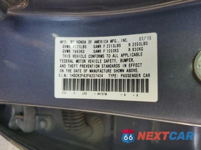 Zdjęcie 12 z 12 samochodu: 2015 HONDA ACCORD EXL VIN:1HGCR2F82FA257404 - miniatura