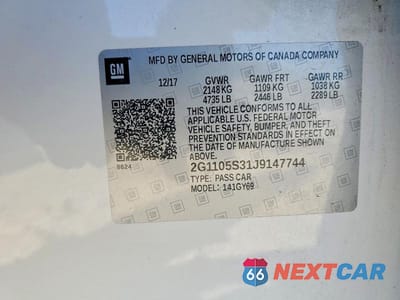 Zdjęcie 12 z 12 samochodu: 2018 CHEVROLET IMPALA LT VIN:2G1105S31J9147744 - miniatura