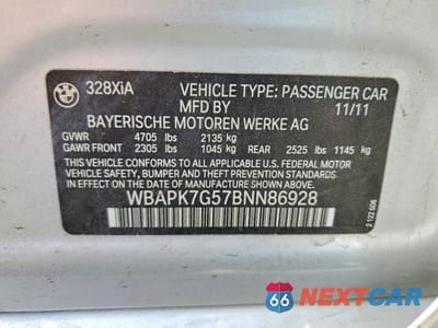Zdjęcie 12 z 12 samochodu: 2011 BMW 328 XI VIN:WBAPK7G57BNN86928 - miniatura