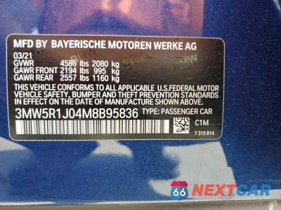 Zdjęcie 12 z 12 samochodu: 2021 BMW 330I VIN:3MW5R1J04M8B95836 - miniatura