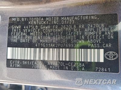 Zdjęcie 12 z 12 samochodu: 2023 TOYOTA CAMRY VIN:4T1G11AK2PU769938 - miniatura