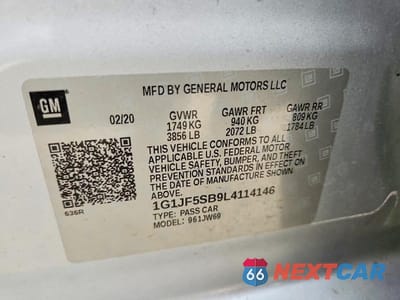 Zdjęcie 12 z 12 samochodu: 2020 CHEVROLET SONIC PREMIER VIN:1G1JF5SB9L4114146 - miniatura