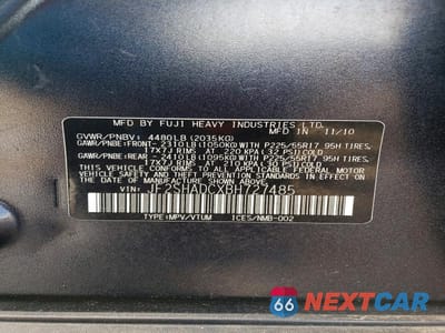 Zdjęcie 12 z 12 samochodu: 2011 SUBARU FORESTER 2.5X PREMIUM VIN:JF2SHADCXBH727485 - miniatura