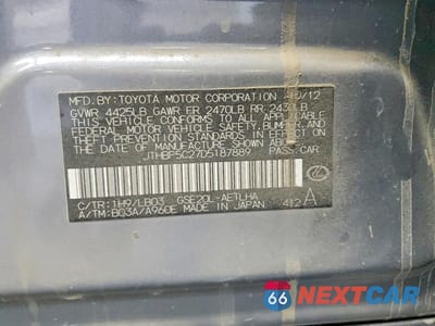 Zdjęcie 13 z 13 samochodu: 2013 LEXUS IS 250 VIN:JTHBF5C27D5187889 - miniatura