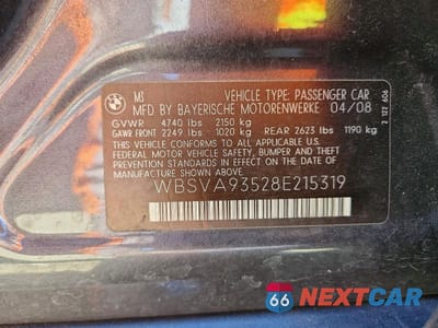 Zdjęcie 12 z 12 samochodu: 2008 BMW M3 VIN:WBSVA93528E215319 - miniatura