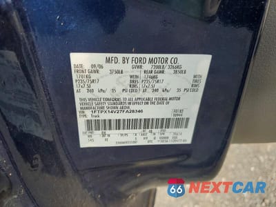 Zdjęcie 12 z 12 samochodu: 2007 FORD F150 VIN:1FTPX14V27FA28346 - miniatura
