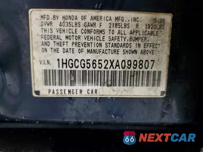 Zdjęcie 12 z 12 samochodu: 1999 HONDA ACCORD EX VIN:1HGCG5652XA099807 - miniatura