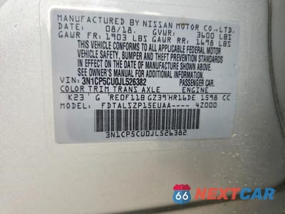 Zdjęcie 12 z 12 samochodu: 2018 NISSAN KICKS SV VIN:3N1CP5CU0JL526382 - miniatura