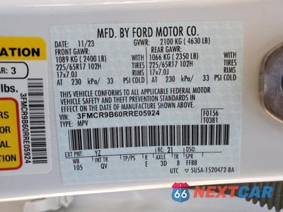 Zdjęcie 14 z 14 samochodu: 2024 FORD BRONCO SPORT BIG BEND VIN:3FMCR9B60RRE05924 - miniatura
