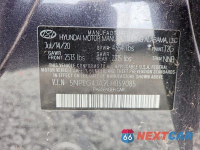 Zdjęcie 12 z 12 samochodu: 2020 HYUNDAI SONATA SE VIN:5NPEG4JA9LH059085 - miniatura