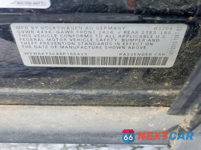 Zdjęcie 12 z 12 samochodu: 2006 VOLKSWAGEN PASSAT 2.0T VIN:WVWAK73C46P155423 - miniatura