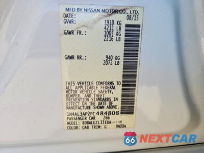Zdjęcie 12 z 12 samochodu: 2015 NISSAN ALTIMA 2.5 S VIN:1N4AL3AP2FC484808 - miniatura