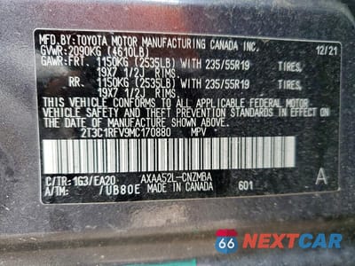 Zdjęcie 14 z 14 samochodu: 2021 TOYOTA RAV4 XLE PREMIUM VIN:2T3C1RFV9MC170880 - miniatura