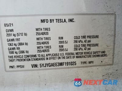 Zdjęcie 13 z 13 samochodu: 2021 TESLA MODEL Y VIN:5YJYGAEE3MF191025 - miniatura