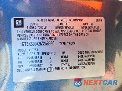 Zdjęcie 12 z 12 samochodu: 2009 GMC SIERRA K1500 SLT VIN:1GTEK390X9Z258930 - miniatura