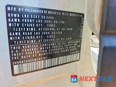 Zdjęcie 14 z 14 samochodu: 2019 VOLKSWAGEN TIGUAN S VIN:3VV0B7AX5KM193181 - miniatura