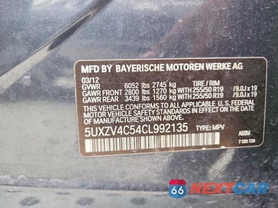 Zdjęcie 13 z 13 samochodu: 2012 BMW X5 XDRIVE35I VIN:5UXZV4C54CL992135 - miniatura