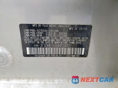 Zdjęcie 12 z 12 samochodu: 2008 SUBARU IMPREZA 2.5I VIN:JF1GH61688H834792 - miniatura