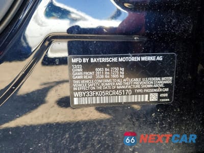 Zdjęcie 12 z 12 samochodu: 2024 BMW I5 EDRIVE 40 VIN:WBY33FK05RCR45170 - miniatura