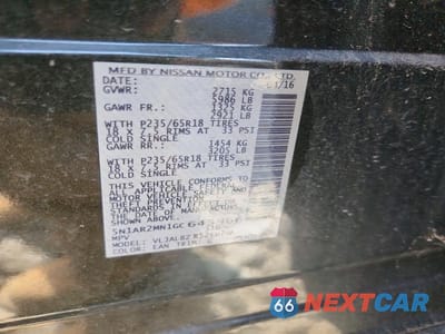 Zdjęcie 13 z 13 samochodu: 2016 NISSAN PATHFINDER S VIN:5N1AR2MN1GC645966 - miniatura