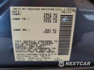 Zdjęcie 12 z 12 samochodu: 2022 NISSAN ALTIMA SV VIN:1N4BL4DV0NN391177 - miniatura