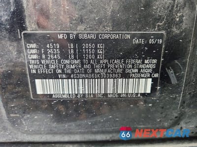 Zdjęcie 12 z 12 samochodu: 2019 SUBARU LEGACY PREMIUM VIN:4S3BNAB65K3039363 - miniatura