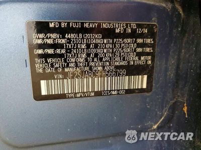 Zdjęcie 13 z 13 samochodu: 2015 SUBA FORESTER VIN:JF2SJABC9FH566799 - miniatura