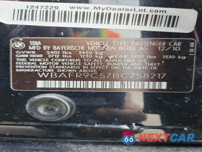 Zdjęcie 12 z 12 samochodu: 2011 BMW 550 I VIN:WBAFR9C57BC758217 - miniatura