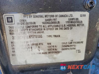 Zdjęcie 12 z 12 samochodu: 1999 CHEVROLET SILVERADO C1500 VIN:2GCEC19T0X1210855 - miniatura