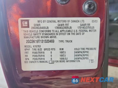 Zdjęcie 12 z 12 samochodu: 2003 CHEVROLET SILVERADO K1500 VIN:2GCEK19T131320469 - miniatura