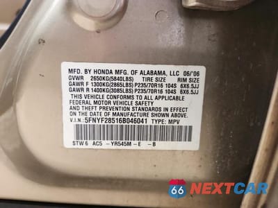 Zdjęcie 13 z 13 samochodu: 2006 HONDA PILOT VIN:5FNYF28516B046041 - miniatura