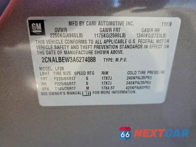 Zdjęcie 14 z 14 samochodu: 2010 CHEVROLET EQUINOX LS VIN:2CNALBEW3A6274088 - miniatura