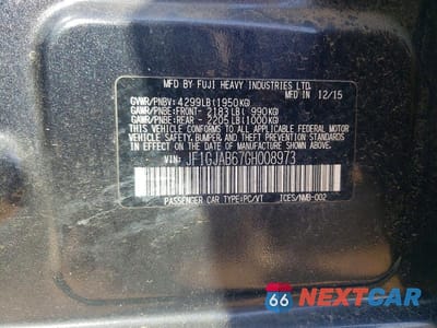 Zdjęcie 12 z 12 samochodu: 2016 SUBARU IMPREZA PREMIUM VIN:JF1GJAB67GH008973 - miniatura