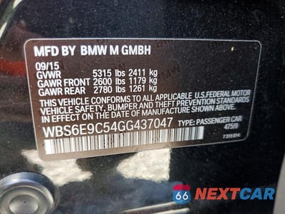 Zdjęcie 12 z 12 samochodu: 2016 BMW M6 GRAN COUPE VIN:WBS6E9C54GG437047 - miniatura