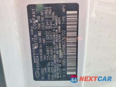 Zdjęcie 13 z 13 samochodu: 2021 HYUNDAI TUCSON SE VIN:KM8J23A48MU376702 - miniatura