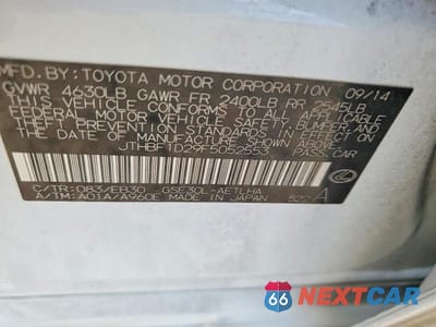 Zdjęcie 13 z 13 samochodu: 2015 LEXUS IS 250 VIN:JTHBF1D29F5052553 - miniatura