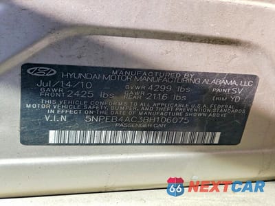 Zdjęcie 12 z 12 samochodu: 2011 HYUNDAI SONATA GLS VIN:5NPEB4AC3BH106075 - miniatura