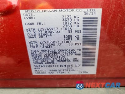 Zdjęcie 13 z 13 samochodu: 2014 NISSAN ROGUE SV VIN:5N1AT2MV3EC848517 - miniatura