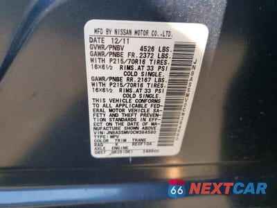 Zdjęcie 12 z 12 samochodu: 2012 NISSAN ROGUE S VIN:JN8AS5MV0CW384580 - miniatura