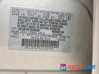 Zdjęcie 12 z 12 samochodu: 2016 NISSAN SENTRA S VIN:3N1AB7AP1GL681921 - miniatura