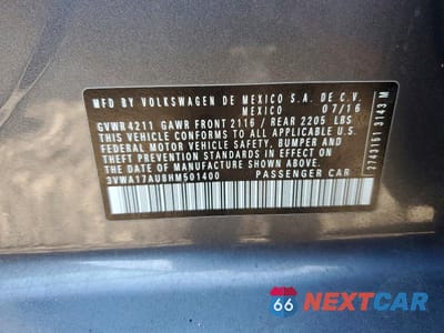 Zdjęcie 12 z 12 samochodu: 2017 VOLKSWAGEN GOLF SPORTWAGEN S VIN:3VWA17AU8HM501400 - miniatura