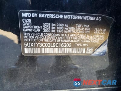 Zdjęcie 14 z 14 samochodu: 2020 BMW X3 SDRIVE30I VIN:5UXTY3C03L9C16302 - miniatura