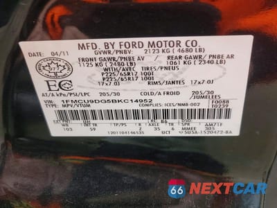Zdjęcie 13 z 13 samochodu: 2011 FORD ESCAPE XLT VIN:1FMCU9DG5BKC14952 - miniatura