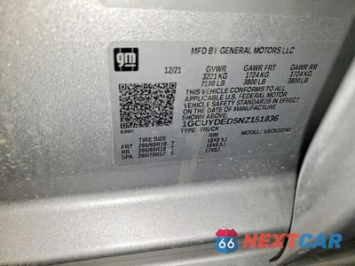 Zdjęcie 12 z 12 samochodu: 2022 CHEVROLET SILVERADO LTD K1500 LT VIN:1GCUYDED5NZ151836 - miniatura